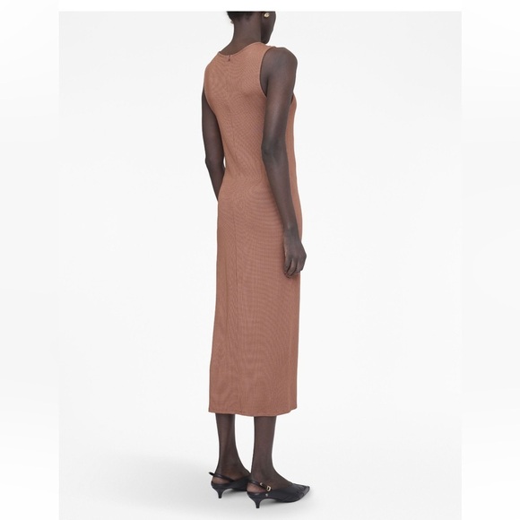 Anine Bing Savannah knit crew neck sleeveless midi dress terracotta waffle new - Picture 5 of 13